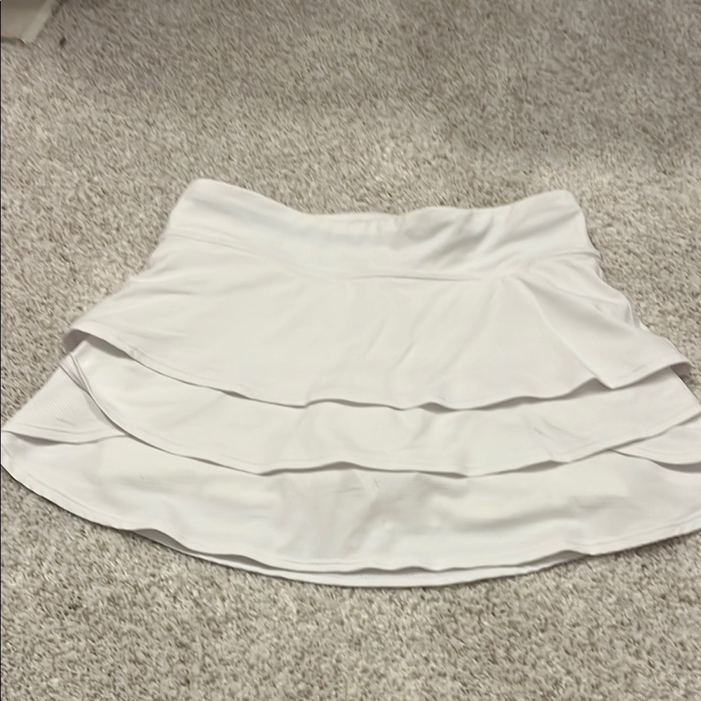 Athleta Girl White Tennis Skirt with Tiered Design